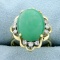 11ct Jade And Diamond Statement Ring In 14k Yellow Gold