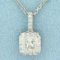 3/4ct Tw Radiant Diamond Pendant On Cable Link Chain In 14k White Gold