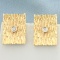 Wood Grain Design Diamond Earrings In 14k Yellow Gold