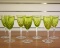 9 Piece Orrefors Helga Chartreuse Green Scandinavian Wine Glass Set