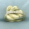 Diamond Leaf Design Ring In 14k Yellow And White Gold
