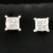 1ct Tw Princess Cut Diamond Stud Earrings In 14k White Gold