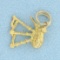 Vintage Scottish Bagpipe 3d Charm In 9k Yellow Gold
