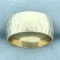 Mens Wide Crosshatch Wedding Band Ring In 14k White Gold