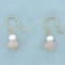 Pink Quartz And Pearl Dangle Earrings In 14k Yellow Gold