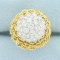 Italian Woven Design Diamond Bombe Ring In 18k Yellow Gold