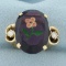 Hand Painted Amethyst And Diamond Ring In 14k Yellow Gold