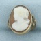 Antique Victorian Left Facing Woman Carved Cameo Ring In 14k Yellow Gold