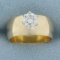 1/2ct Diamond Solitaire Engagement Ring On Wide Band In 14k Yellow Gold