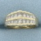 Diamond Cathedral Double Step Design Ring In 14k Yellow Gold