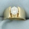 1 Ct Diamond Solitaire Wide Band Cathedral Engagement Ring In 14k Yellow Gold