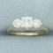 Diamond 3 Stone Wedding Ring In 14k Yellow Gold