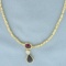 Italian Sapphire, Ruby And Diamond Necklace In 18k Yellow Gold