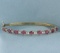 Ruby And Diamond Hinged Bangle Bracelet In 14k Yellow Gold