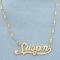 Diamond Susan Nameplate Necklace In 14k Yellow Gold