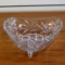 Vintage Floral Cut Crystal Glass Three Footed Dish