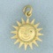 Vintage 3 D Sun Charm In 18k Yellow Gold