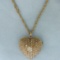 Antique Victorian Old European Cut Diamond And Seed Pearl Pendant Brooch On Chain In 14k Yellow And