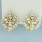 Diamond Leaf Design Clip On Earrings In 18k Yellow Gold