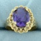 4.5ct Lab Sapphire Solitaire Ring In 10k Yellow Gold