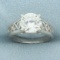Cz Solitaire Filigree Engagement Ring In 14k White Gold