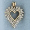1.5ct Diamond Double Row Heart Pendant In 10k Yellow Gold