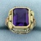 Antique Victorian Filigree Amethyst And Seed Pearl Ring In 14k White, Green, Yellow And Rose Gold