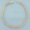 Tri Color Rope Bracelet In 14k Yellow, White And Rose Gold