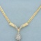 Diamond Teardrop Cluster Dangle V Necklace In 14k Yellow Gold