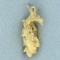3d Mayan King Pakal Vintage Charm In 14k Yellow Gold