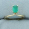 Natural Emerald Solitaire Ring In 18k Yellow Gold