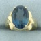 Lab Sapphire Statement Ring In 14k Yellow Gold