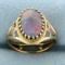 Antique Crown Set Black Jelly Opal Ring In 14k Yellow Gold