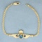 Blue Topaz Heart Claddagh Bracelet In 14k Yellow Gold