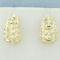 Diamond Cut Lace Design J Hoop Earrings In 10k Yellow Gold