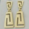 Greek Key Design Dangle Earrings In 14k Yellow Gold