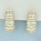 Diamond Beehive Design Half Hoop Earrings In 14k Yellow Gold