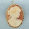 Right Facing Carved Shell Cameo Brooch Or Pendant In 14k Yellow Gold