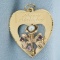 Amethyst And Pearl Happy Birthday Heart Pendant Or Charm In 14k Yellow Gold