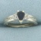 Vintage Sapphire And Diamond Ring In 14k White Gold