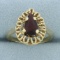 Vintage Garnet Solitaire Ring In 14k Yellow Gold