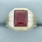 Mens Ruby Two Tone Ring In 10k Yellow Gold And Sterling Silver