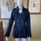 Chanel 08c Runway Coco Line Navy Tweed Double Breasted Short Trench Coat 38