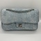 Chanel Swarovski Crystal Blue Denim Classic Medium Flap Bag