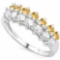 1.00ctw Yellow & White Sapphire Ring In Platinum Over Sterling Silver