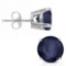 6mm Round Cut Midnight Sapphire 2ctw Stud Earrings In Sterling Silver