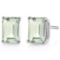 7x5mm Emerald Cut Green Amethyst 1.85ctw Stud Earrings In Sterling Silver