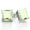 8mm Square Cut Green Amethyst 4.5ctw Stud Earrings In Sterling Silver