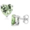 8mm Heart Cut Green Amethyst 3.75ctw Stud Earrings In Sterling Silver