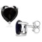 6mm Heart Cut Midnight Sapphire 2ctw Stud Earrings In Sterling Silver